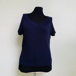 Talbots Dark Blue Short Sleeve Sweater Top